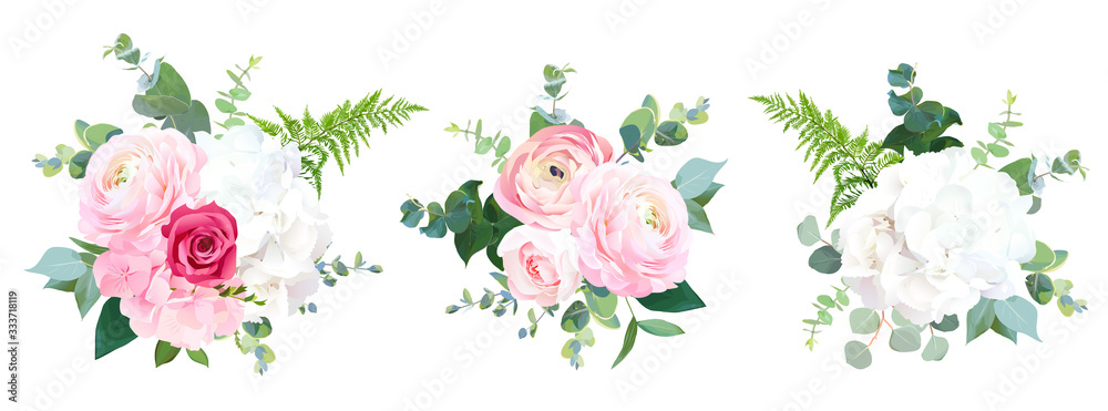 Eco style wedding flowers vector design bouquets - obrazy, fototapety, plakaty 