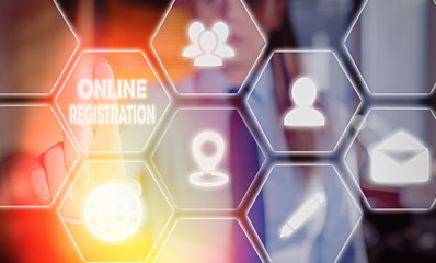 Leinwandbilder - Text sign showing Online Registration. Business photo showcasing System for subscribing or registering via the Internet