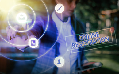 Leinwandbilder - Word writing text Online Registration. Business photo showcasing System for subscribing or registering via the Internet