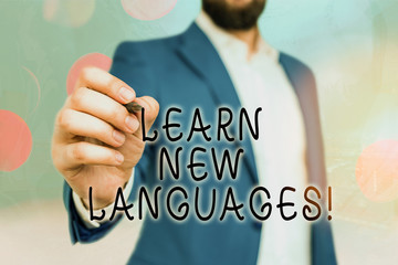 Poster - Handwriting text Learn New Languages. Conceptual photo developing ability to communicate in foreign lang