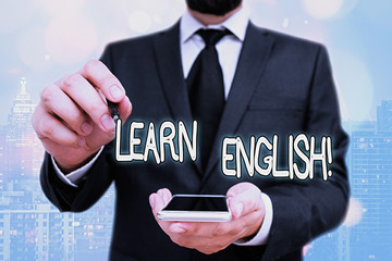 Poster - Handwriting text Learn English. Conceptual photo gain acquire knowledge in new language by study