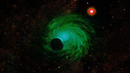Wall Mural - green galaxy mixed media galaxy poster