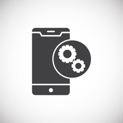 Poster - Phone fix related icon on background for graphic and web design. Creative illustration concept symbol for web or mobile app