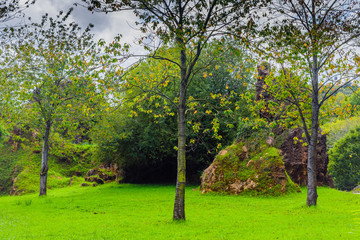 Wall Mural - Stunning landscape in the Cabarceno nature park. Cantabria. Northern coast of Spain