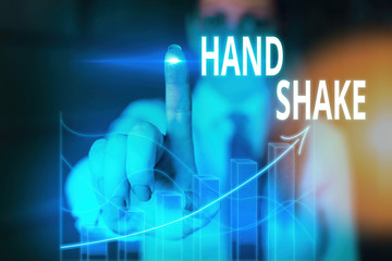 Poster - Word writing text Hand Shake. Business photo showcasing an act showing that you have made an agreement or greeting