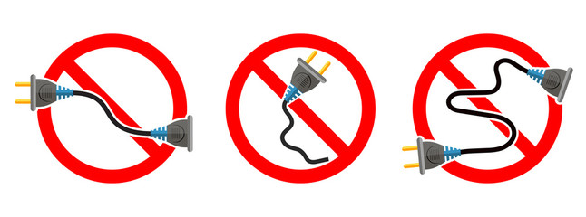 Wall Mural - Extension cord ban. Electric cord is ban
