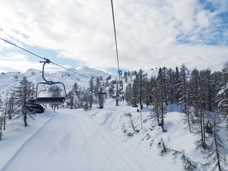 idyllic view from chairlift ski resort