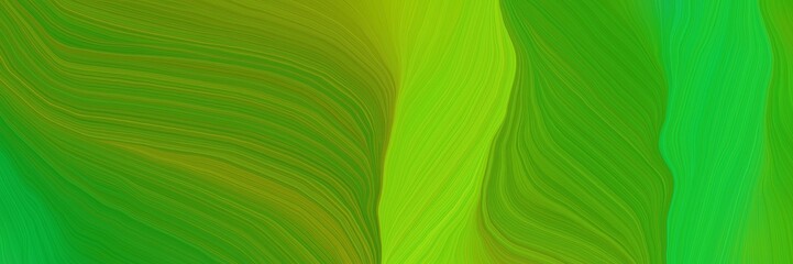 Poster - smooth futuristic banner background with dark green, yellow green and lime green color. modern soft curvy waves background design