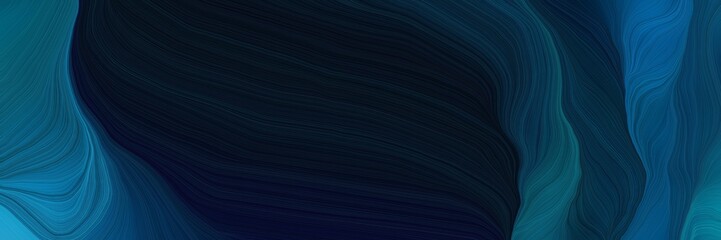 Poster - elegant landscape orientation graphic with waves. smooth swirl waves background design with very dark blue, teal and teal green color