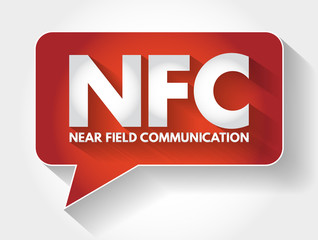 Poster - nfc - near field communication acronym message bubble, technology concept background