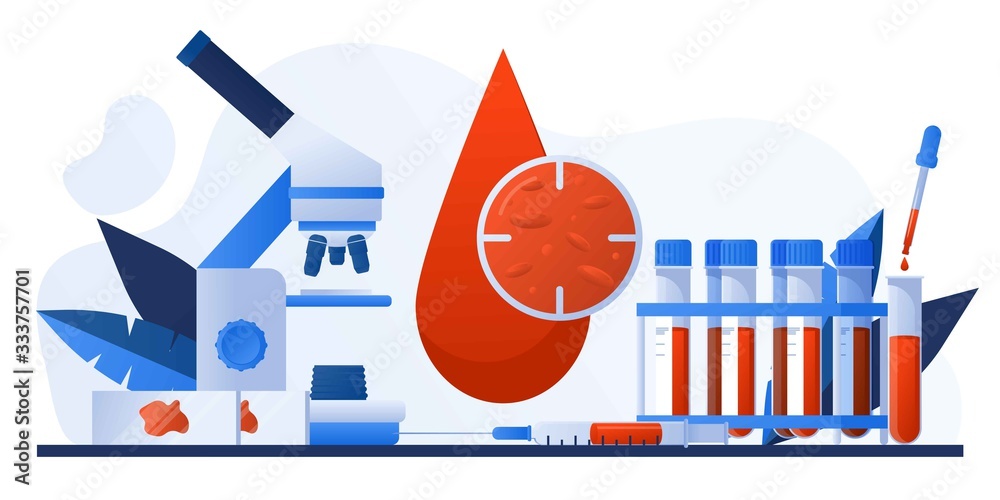 Medical diagnostic concept. Lab research. Patient blood in test tubes ...