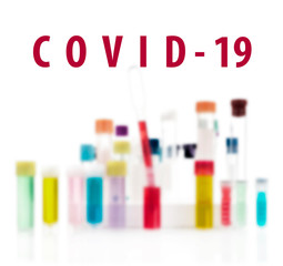 Test-tubes and laboratory against the virus Coronavirus or COVID-19 concept. Medical concept of Virus Pandemic Protection, Coronavirus COVID-19, selective focus, defocused