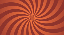Sunburst Background With Orange And Dark Red Rays. Spiral Curved Rotating Background With Rays.