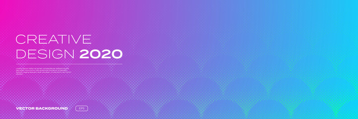 Poster - Color gradient background, halftone pattern, vector abstract geometric graphic design. Halftone scales pattern, simple minimal blue and purple gradient background