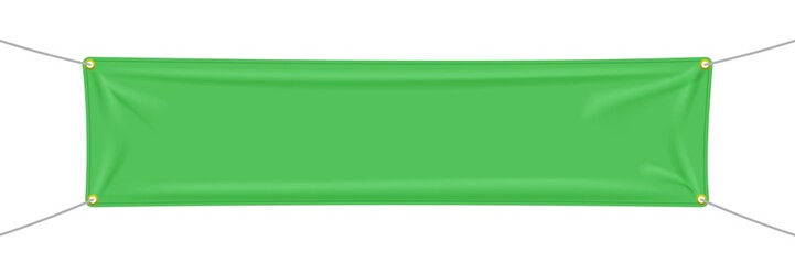 green textile banner with folds