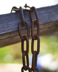 steel rusty chain on a beautiful background