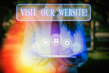 Poster - Writing note showing Visit Our Website. Business concept for visitor who arrives at web site and proceeds to browse