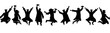 Seamless pattern. Silhouettes of happy jumping students graduates at university. Vector illustration.