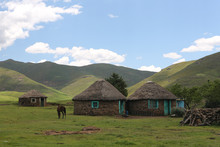 Traditional Basotho African Huts In The Kingdom Of Lesotho