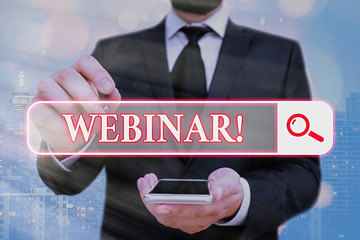 Poster - Handwriting text Webinar. Conceptual photo a seminar or other presentation that takes place on the Internet