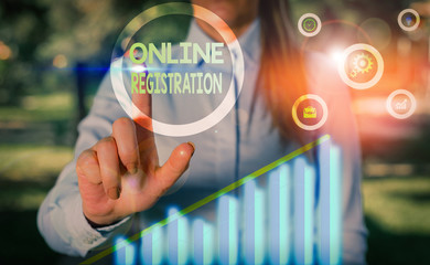 Fototapete - Word writing text Online Registration. Business photo showcasing System for subscribing or registering via the Internet