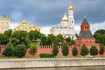 Moscow. Russia. The walls of the Kremlin. Temples in the Moscow Kremlin. Ivan the Great belltower. Sights of the capital. Moscow in summer weather. Orthodox churches of Russia. Capital tour