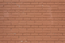 Orange Painted Brick Wall Background With Alternating Running Bond And Jack Bond Brick Pattern, Horizontal Aspect