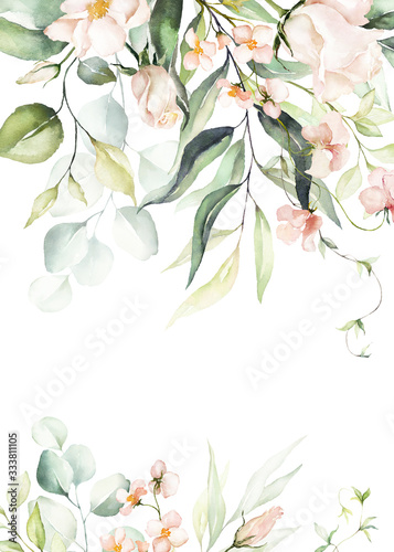 Dekoracja na wymiar  watercolor-floral-border-wreath-frame-with-bright-peach-color-white-pink-vivid-flowers-green-leaves-for-wedding-invites-wallpapers-fashion-background-texture-wrapping