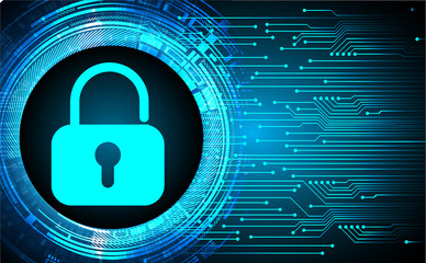 closed padlock on digital background, cyber security
