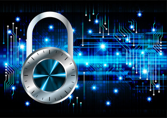 closed padlock on digital background, cyber security