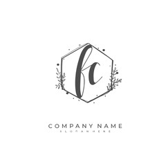 Handwritten initial letter F C FC for identity and logo. Vector logo template with handwriting and signature style.