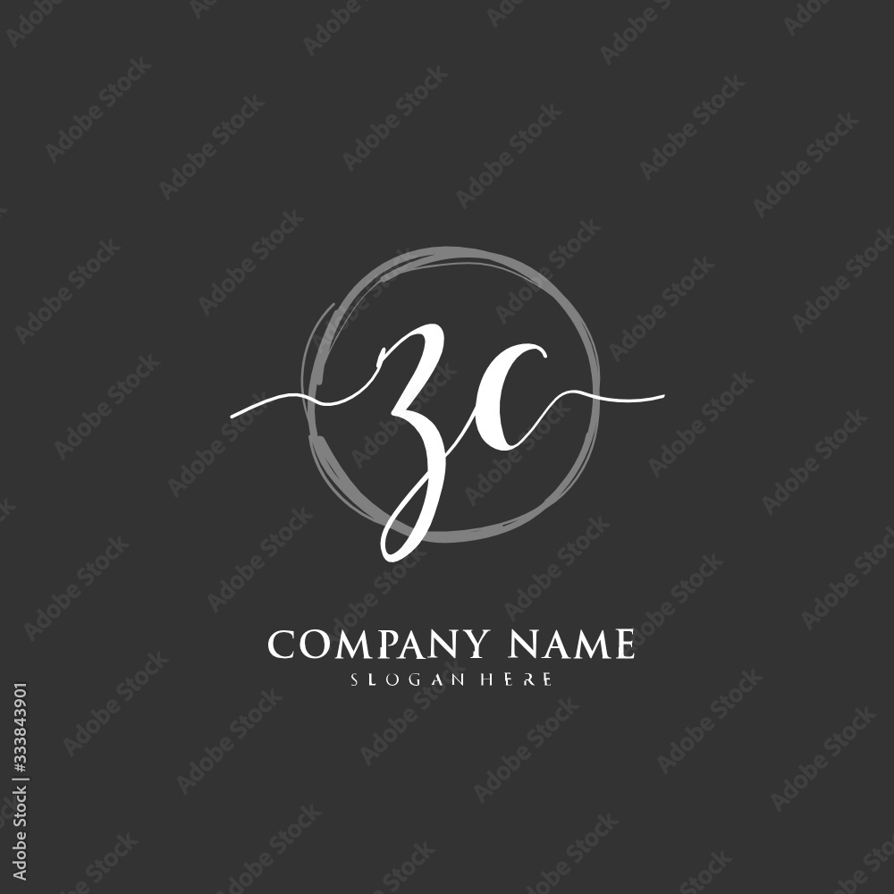 Handwritten initial letter Z C ZC for identity and logo. Vector logo ...