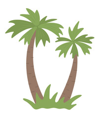 Wall Mural - Vector tropical palm tree clip art. Jungle foliage illustration. Hand drawn flat exotic plant isolated on white background. Bright childish summer greenery illustration..