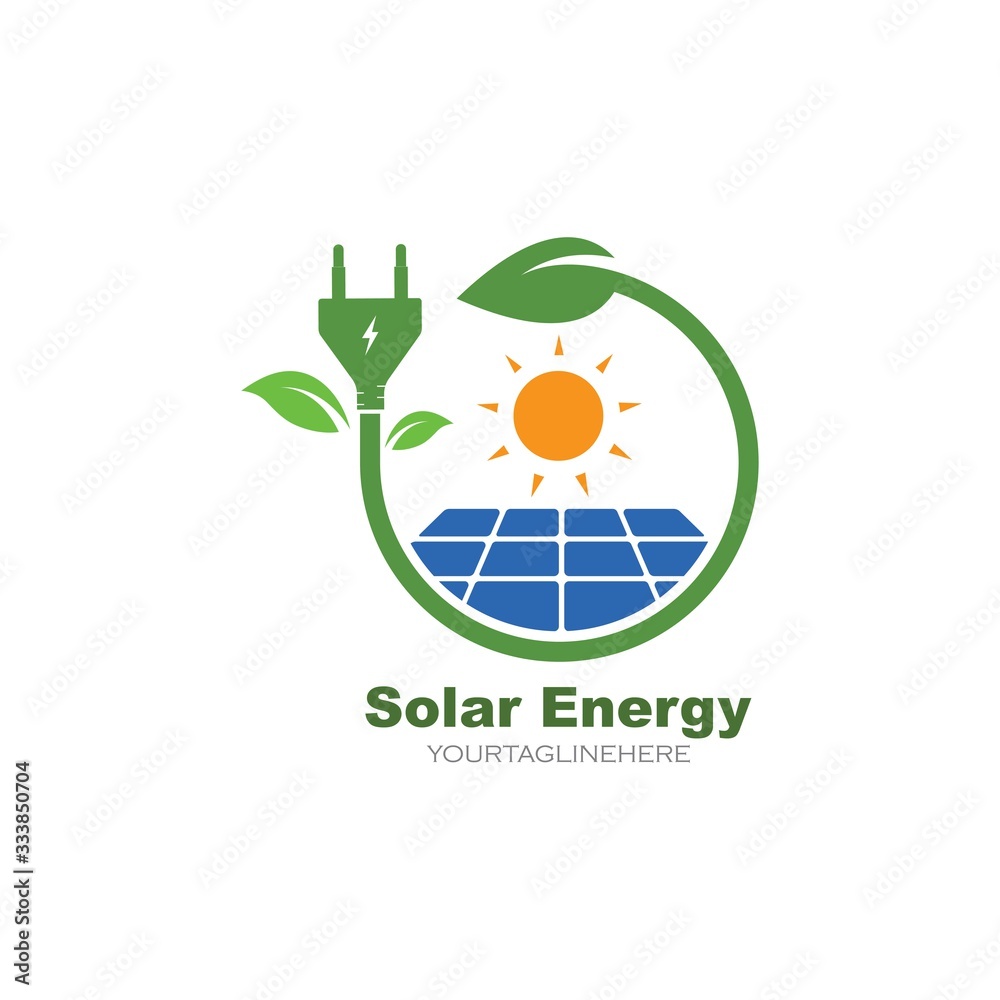 solar panel logo vector icon of natural energy Stock Vector | Adobe Stock