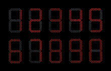 Set Of Red Digital Numbers Isolated On Black Background