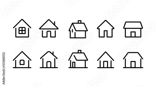 家ホームライン線画アイコンセット白黒 Stock Vector Adobe Stock 家ホームライン線画アイコンセット白黒 Stock Vector Adobe Stock