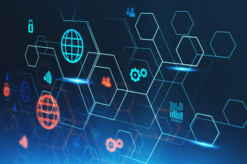 Poster - internet and business interface background