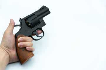 Model gun shot on white background