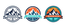 Set Of Mountain Logo Vector Illustration. Mountain Badge Design Vector Template Design. Trendy Mountains Logo Design Vector Illustration Template For Outdoor Adventure.