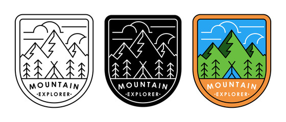 Wall Mural - Set of Mountain logo vector illustration. Mountain badge design vector template design. Trendy Mountains logo design vector illustration template for Outdoor Adventure.