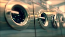Row Of Washing Machines In Laundromat