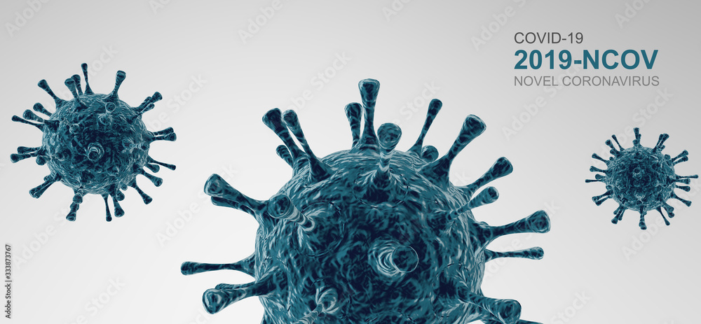 Wirus koronowy - koncepcja mikrobiologii i wirusologii - renderowania 3d - obrazy, fototapety, plakaty 