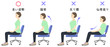 正しい姿勢で椅子に座る女性　比較イラスト　02