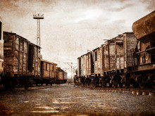 Empty Abandoned Soviet Train Cars At An Abandoned Stati