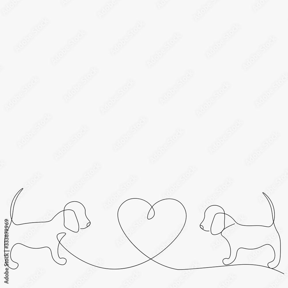 Beagle dog puppy line drawing. Vector illustration - obrazy, fototapety, plakaty 