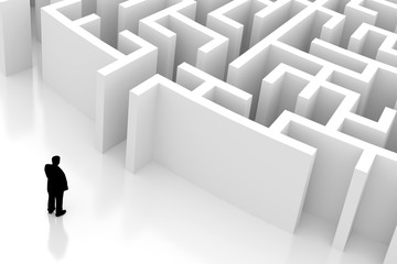 Poster - Maze concept, challenge and human choices theme. Original 3d rendering