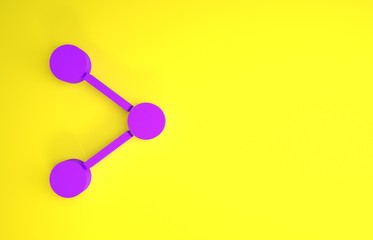 Poster - purple share icon isolated on yellow background. share, sharing, communication pictogram, social med