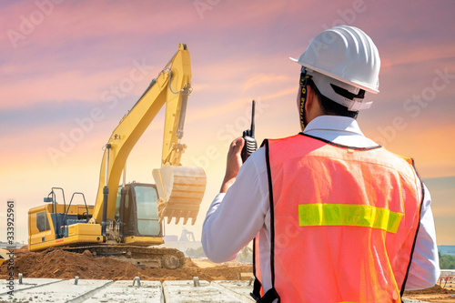 Obraz na plátně A back site construction engineer at construction site