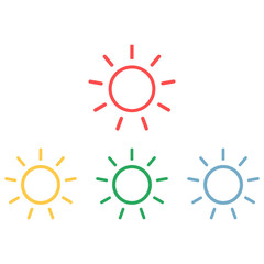 Poster - Sun icon set - simple flat design isolated on white background, vector