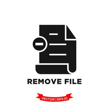 remove file icon in trendy flat style, file icon, document vector icon